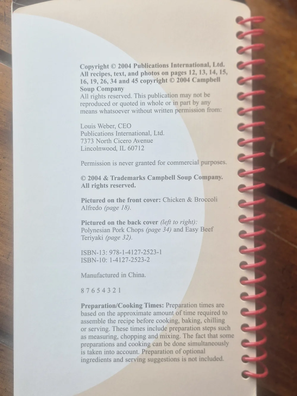 Red 1-2-3 Dinner Recipe Notebook